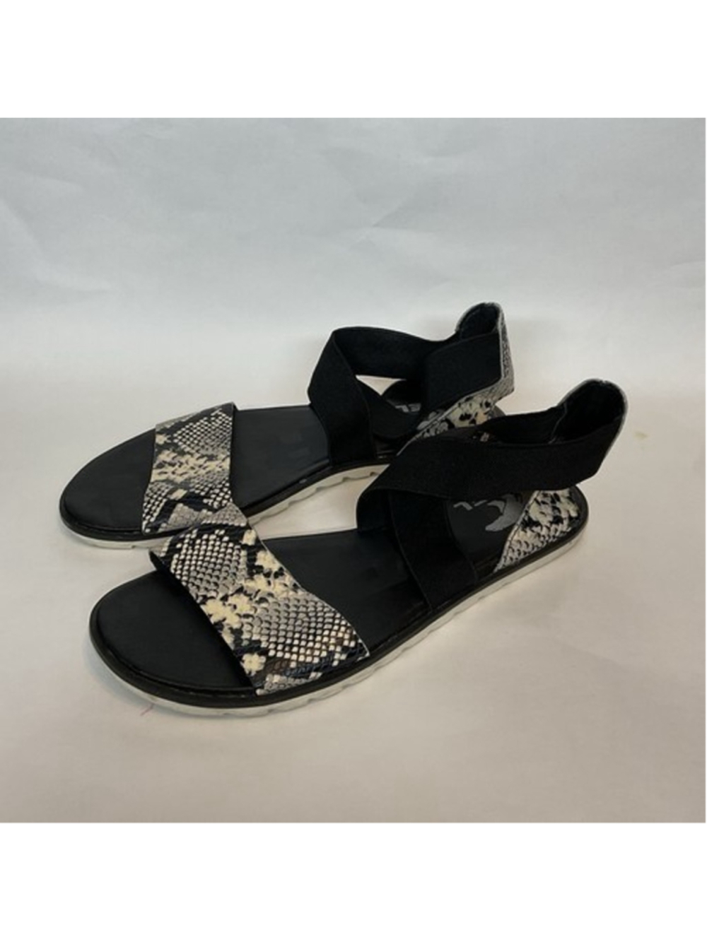 Sorel Ella Il Black Snake‎ Print Strappy Gladiator Ankle Sandals Women 7.5